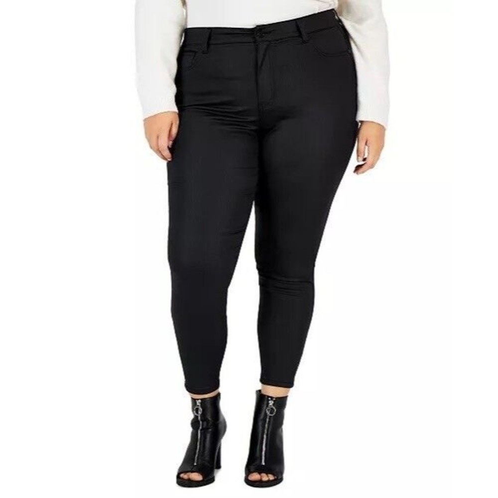 Vintage America High Rise Skinny Ankle Coated Jeans Black Women's Size 24W NWT’s